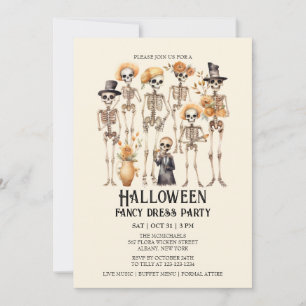 Jaunty Skeleton Familie Portret Halloween Party Kaart