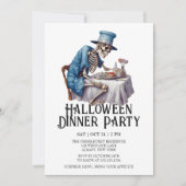 Jaunty Skeleton Halloween Dinner Party Kaart (Voorkant)