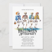 Jaunty Skeleton Tiener Football Halloween Party Kaart (Voorkant)