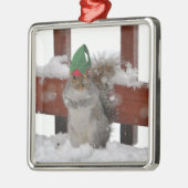 Jaunty Squirrel met Elf Pet kerstversiering Metalen Ornament (Links)