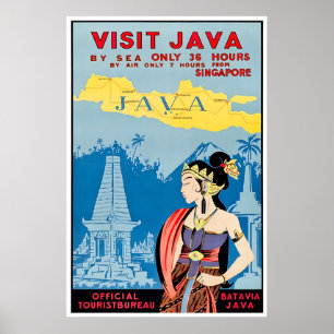 Java Art Indonesië Reisposter Bezoek Java Print