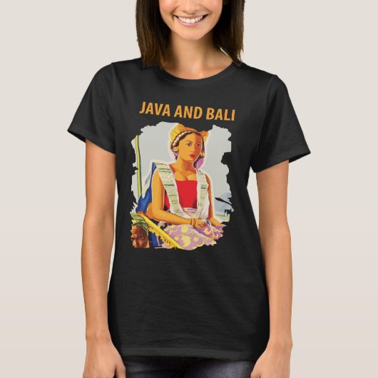 Java Bali Indonesië Traditioneel Blauw Reizen T-shirt (Voorkant)