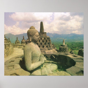 Java, Borobodur tempel, Boeddha figuur Poster