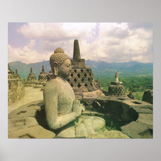 Java, Borobodur tempel, Boeddha figuur Poster (Voorkant)