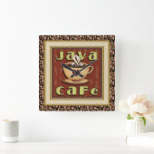 Java Cafe Coffee Clock Vierkante Klok (Huis)