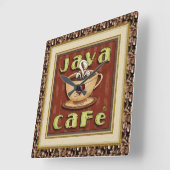 Java Cafe Coffee Clock Vierkante Klok (Hoek)
