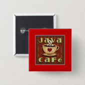 Java-café Vierkante Button 5,1 Cm (Voorkant /achterkant)