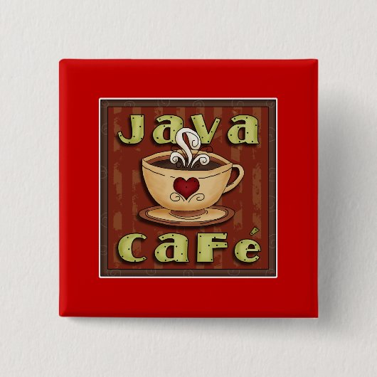 Java-café Vierkante Button 5,1 Cm (Voorkant)