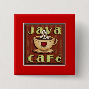 Java-café Vierkante Button 5,1 Cm