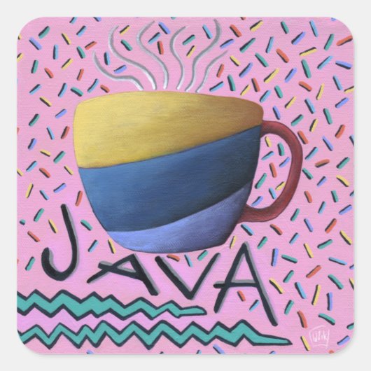 Java Coffee Square Sticker (Voorkant)