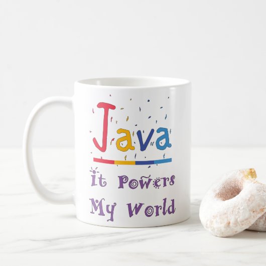 Java geeft mijn wereld kracht koffiemok (Met donut)
