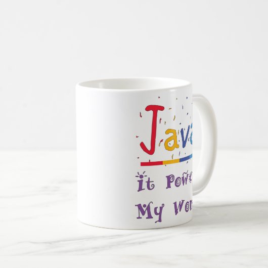 Java geeft mijn wereld kracht koffiemok (Voorkant rechts)
