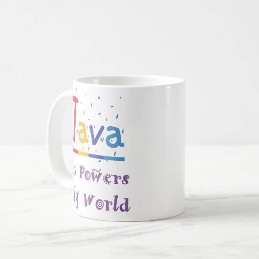 Java geeft mijn wereld kracht koffiemok (Voorkant links)