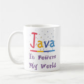 Java geeft mijn wereld kracht koffiemok (Links)