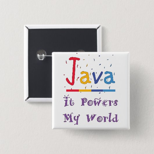 Java geeft mijn wereld kracht vierkante button 5,1 cm (Voorkant /achterkant)