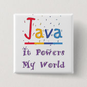 Java geeft mijn wereld kracht vierkante button 5,1 cm (Voorkant)
