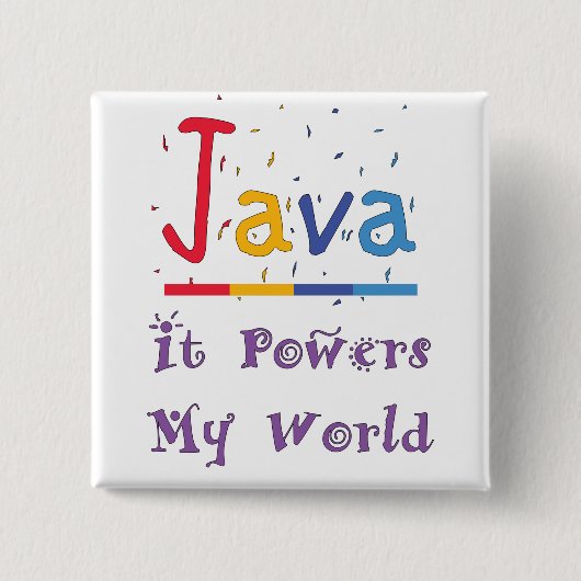 Java geeft mijn wereld kracht vierkante button 5,1 cm (Voorkant)