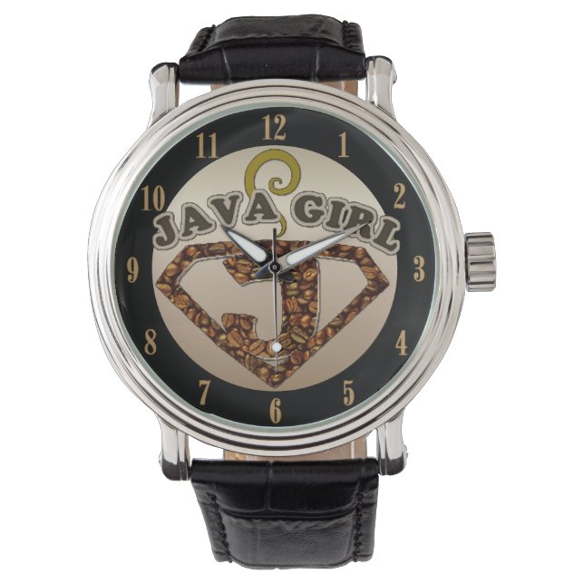 Java Girl Coffee Humor Wrist Watch Horloge (Voorkant)