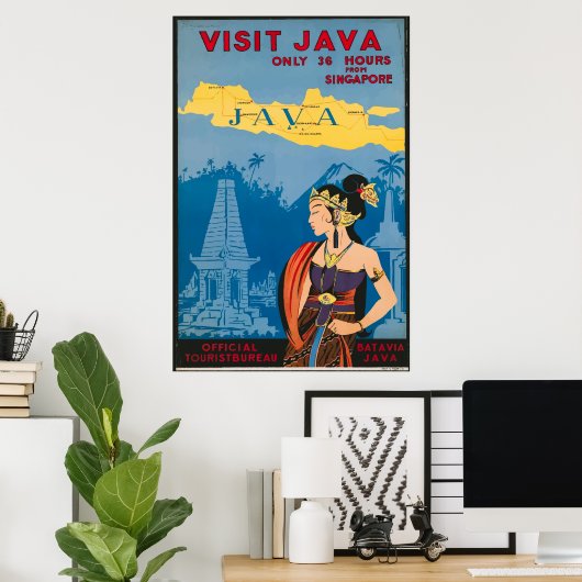 Java Indonesia Vintage Travel Poster (Thuiskantoor)