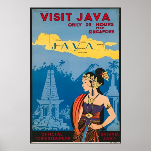Java Indonesia Vintage Travel Poster (Voorkant)