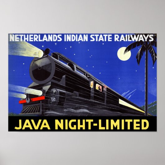 Java Indonesia Vintage Travel Poster teruggezet (Voorkant)