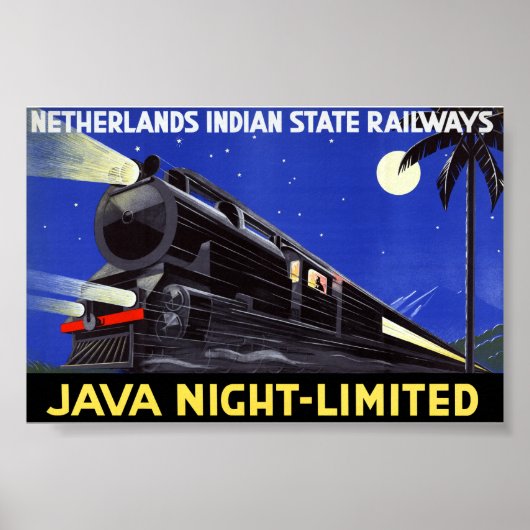 Java Indonesia Vintage Travel Poster teruggezet (Voorkant)
