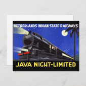 Java Indonesia Vintage Travel Poster teruggezet Briefkaart (Voorkant / Achterkant)