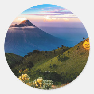 Java, Indonesië, schilderachtig landschapsfoto, Ronde Sticker