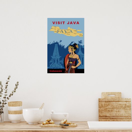 Java, Indonesische reisposter Poster (Keuken)
