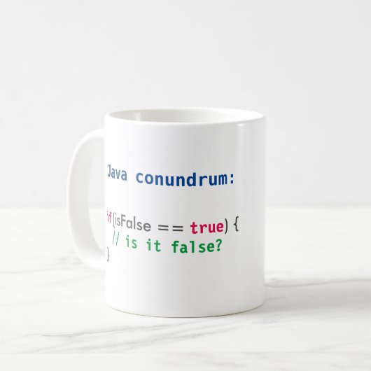 Java isFalse Conundrum mok (Voorkant links)