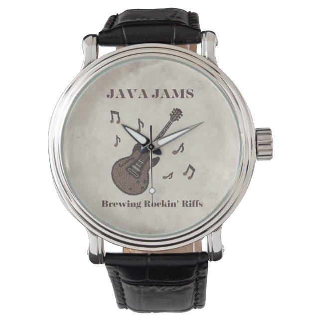 Java Jams-Brewing Rockin' Riffs-Coffee-Guitar- Horloge (Voorkant)