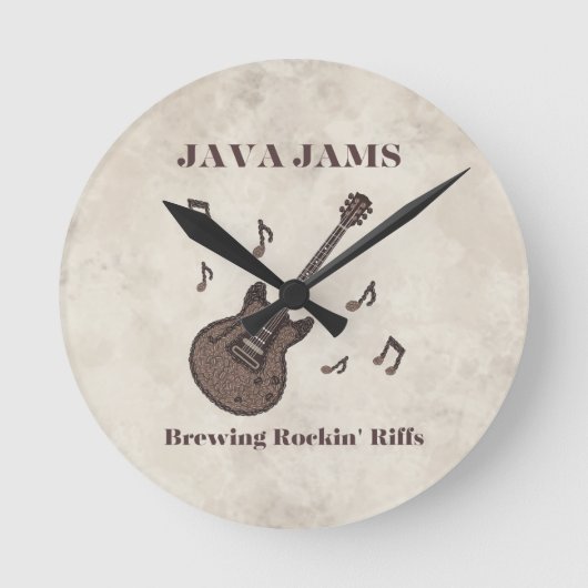 Java Jams-Brewing Rockin' Riffs-Coffee-Guitar- Ronde Klok (Voorkant)