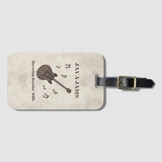 Java Jams-Brouwen Rockin 'Riffs-Coffee-Gitaar- Bagagelabel (Voorkant (horizontaal))