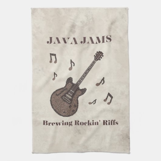Java Jams-Brouwen Rockin 'Riffs-Coffee-Gitaar- Theedoek (Verticaal)