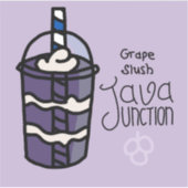 Java Junction Grape Slush Sticker met Tekst (Voorkant)