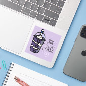 Java Junction Grape Slush Sticker met Tekst (Laptop met iPhone)