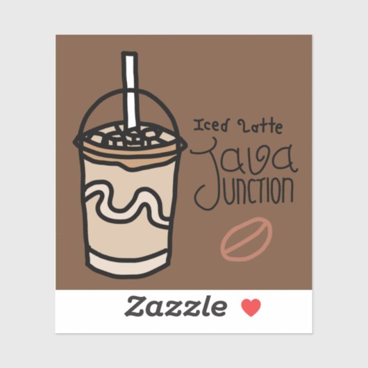 Java Junction Iced Latte Sticker met Tekst (Vel)