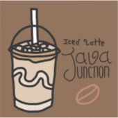 Java Junction Iced Latte Sticker met Tekst (Voorkant)