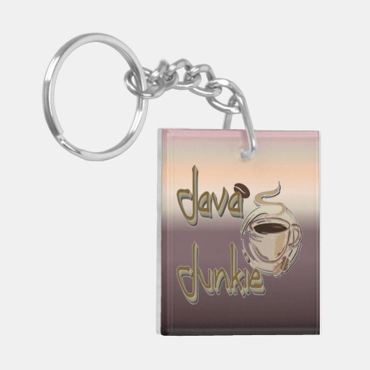 Java Junkie Coffee Lovers Acrylisch Sleutelhanger (Voorkant Links)