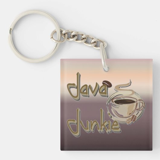 Java Junkie Coffee Lovers Acrylisch Sleutelhanger (Voorkant)