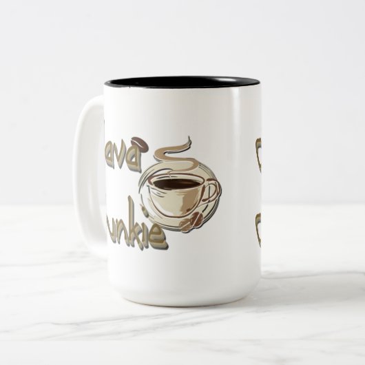 Java Junkie Coffee Lovers Mug Tweekleurige Koffiemok (Voorkant links)