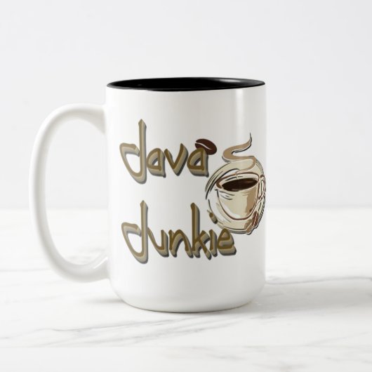 Java Junkie Coffee Lovers Mug Tweekleurige Koffiemok (Links)