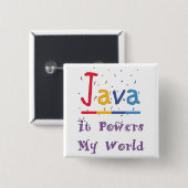 Java-kracht van koffie vierkante button 5,1 cm (Voorkant /achterkant)