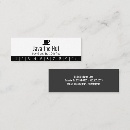 Java Logo Drink Punch Card Klantenkaartje (Voorkant / Achterkant)