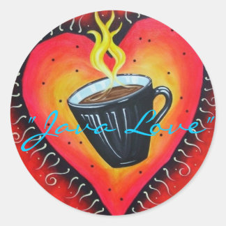 "Java Love" Stickers, vel van 20 Ronde Sticker