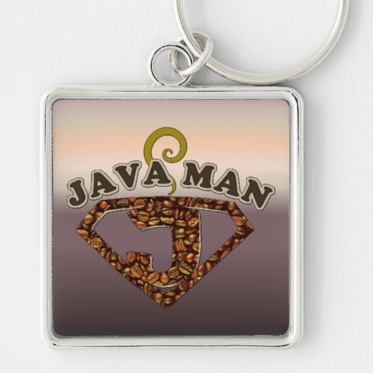 Java Man Coffee Humor Sleutelhanger (Voorkant)