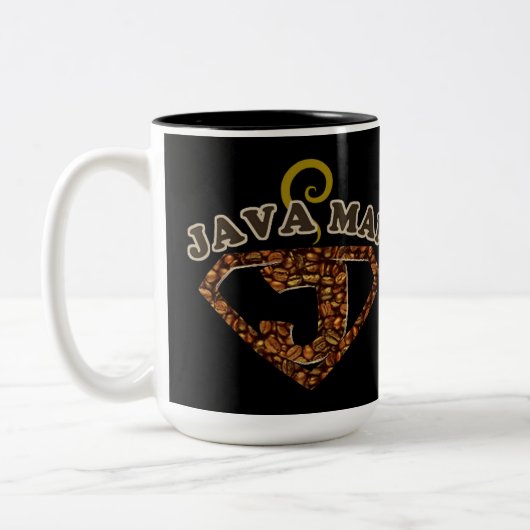 Java Man Coffee Humor Tweekleurige Koffiemok (Links)
