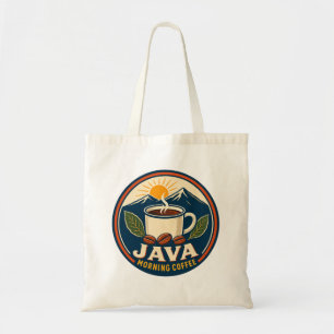 Java Ochtendkoffie Retro Badge Budget Tote Tas
