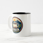 Java Ochtendkoffie Retro Badge Tweekleurige Mok (Voorkant links)