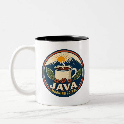 Java Ochtendkoffie Retro Badge Tweekleurige Mok (Links)